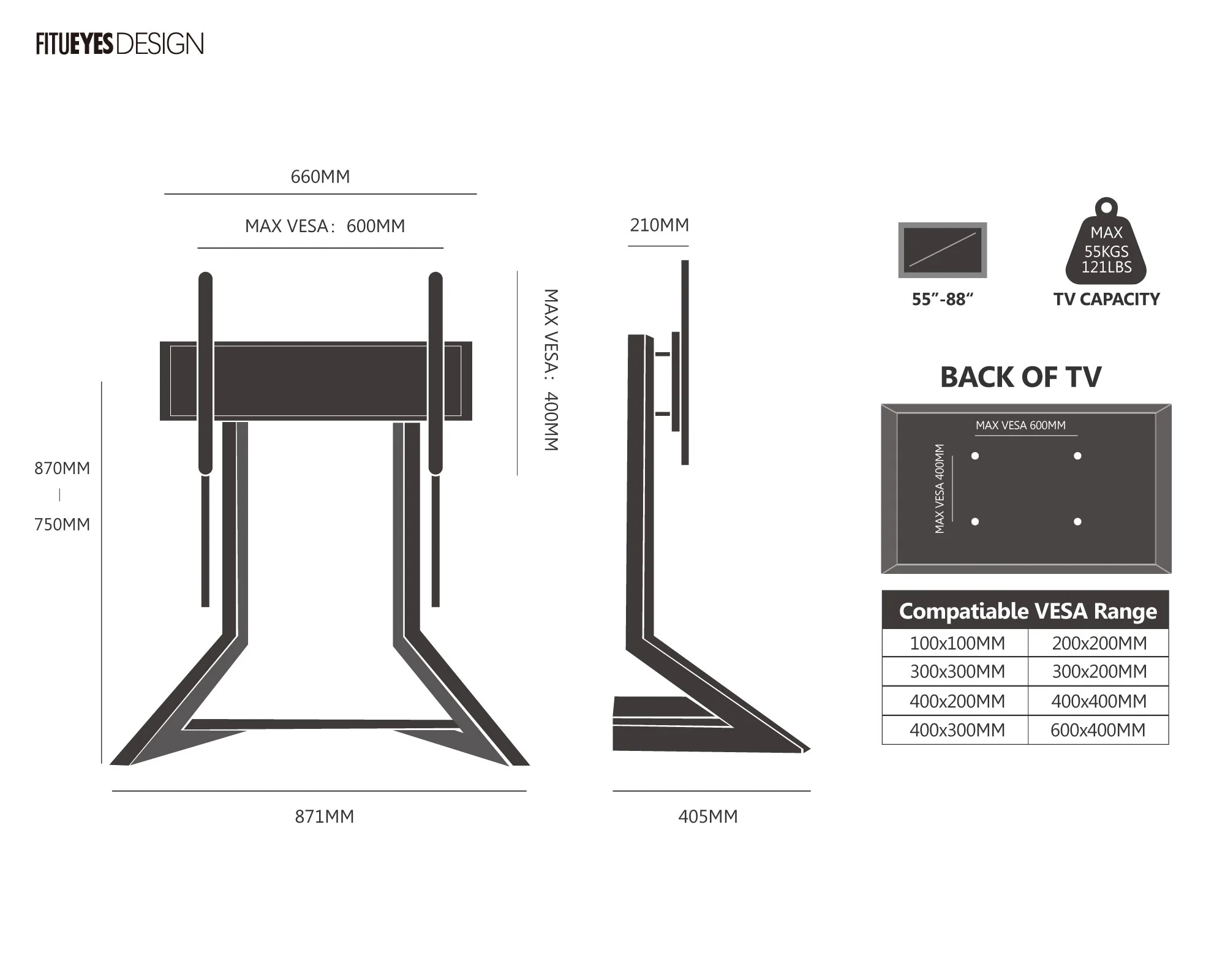 Eiffel V2 TT88 Table Top TV Stand - Image 9